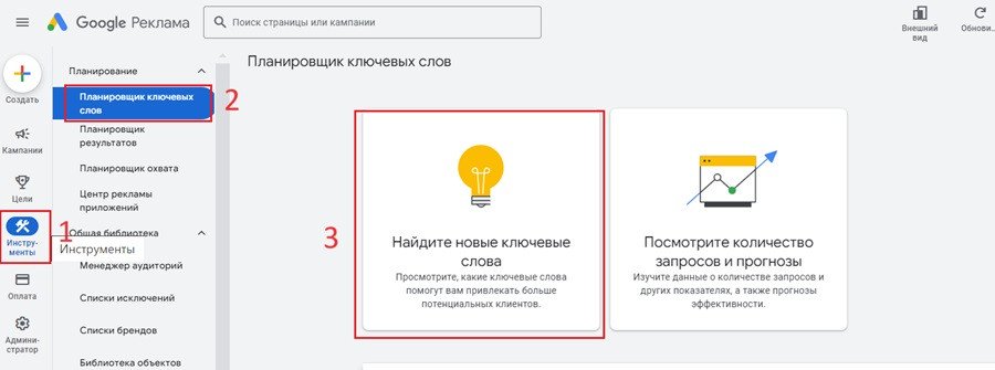 Планувальник ключових слів Гугл