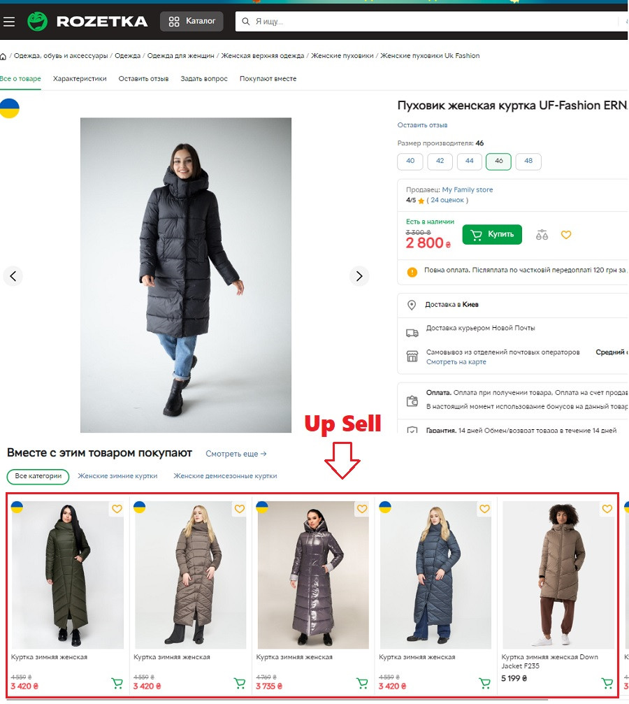 Приклад Up Sell (Апселл) товарів на сайті Rozetka.